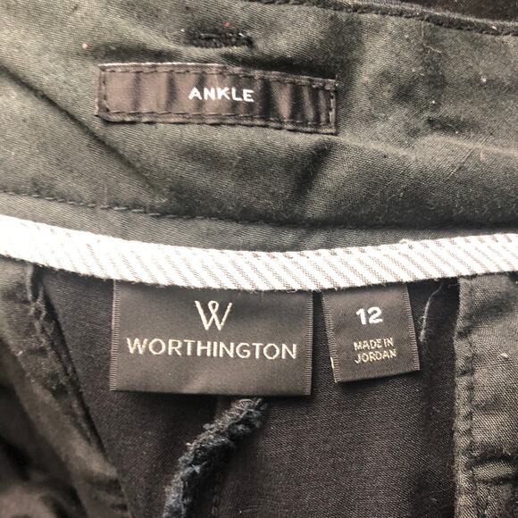 Worthington High-Rise Black Ankle Pants Size 12 Career Workwear Casual - Picture 2 of 11